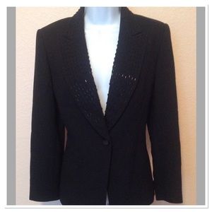 NEW Kasper Black Embellished Lapel Party Jacket 4